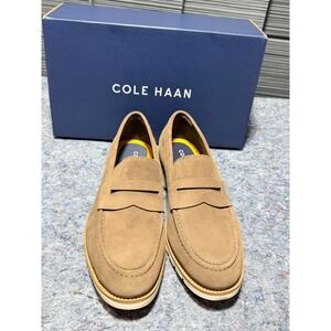 Cole Haan Flexgrand+ Penny Loafer Mens 8.5 Truffle Suede Ivory C41635 New